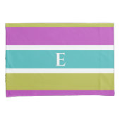 Monogram helder gestreept omkeerbaar gepersonalise kussensloop (Voorkant-Rechts)