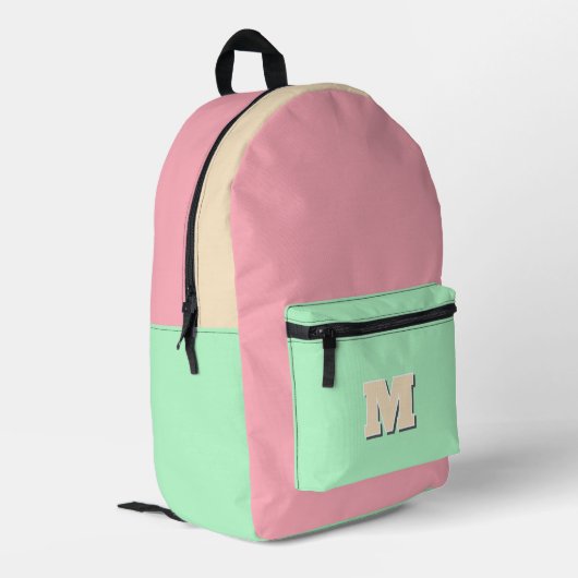 Monogram helder initiaal veelkleurig bedrukte rugzak (Achterkant Hoek Links)