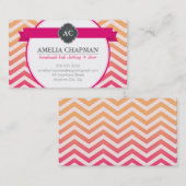 MONOGRAM helder ombre chevron patroon roze sinaasa Visitekaartje (Voorkant / Achterkant)