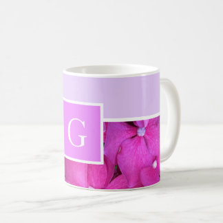 Monogram Helder Roze Bloemen Koffiemok