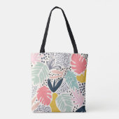 Monogram Helder Zomer Tropisch Collage Patroon Tote Bag (Achterkant)