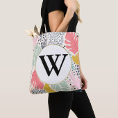 Monogram Helder Zomer Tropisch Collage Patroon Tote Bag (Dichtbij)
