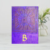 MONOGRAM, helderblauw, geel Aankondiging (Staand voorkant)