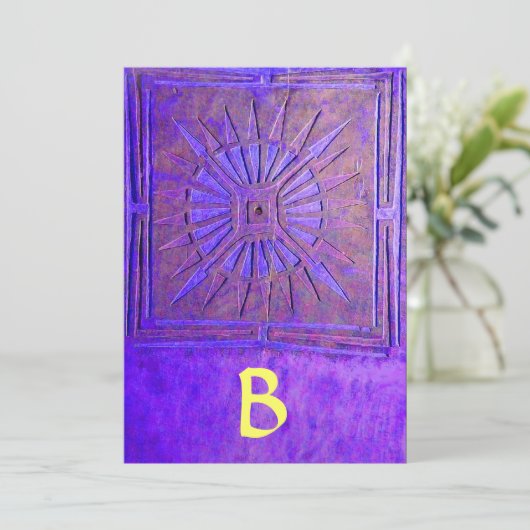 MONOGRAM, helderblauw, geel Aankondiging (Staand voorkant)