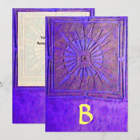 MONOGRAM, helderblauw, geel Aankondiging (Voorkant / Achterkant)