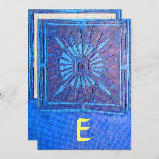 MONOGRAM, helderblauw, geel Aankondiging (Voorkant / Achterkant)