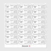 Monogram Heldere Retouradres Aangepast Transparant Sticker (Vel)