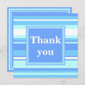 Monogram hemelblauwe strepen bedankkaart (Voorkant / Achterkant)