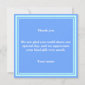 Monogram hemelblauwe strepen bedankkaart (Achterkant)