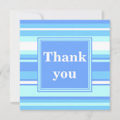 Monogram hemelblauwe strepen bedankkaart (Voorkant)