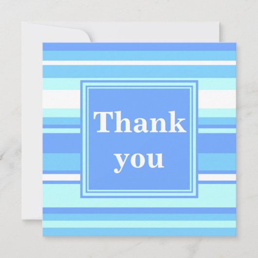 Monogram hemelblauwe strepen bedankkaart (Voorkant)