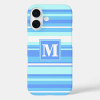 Monogram hemelblauwe strepen