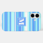 Monogram hemelblauwe strepen Case-Mate iPhone case (Achterkant (horizontaal))