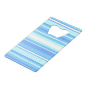 Monogram hemelblauwe strepen creditkaart flessenopener (Achterkant Gekanteld)