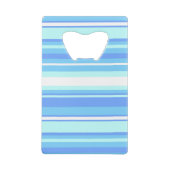 Monogram hemelblauwe strepen creditkaart flessenopener (Achterkant)