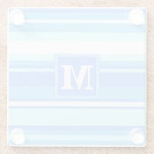 Monogram hemelblauwe strepen glazen onderzetter (Achterkant)