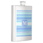 Monogram hemelblauwe strepen heupfles (Rechts)