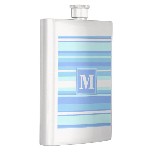 Monogram hemelblauwe strepen heupfles (Rechts)