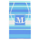 Monogram hemelblauwe strepen klein cadeauzakje (Achterkant)