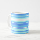 Monogram hemelblauwe strepen koffiemok (Voorkant links)