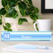 Monogram hemelblauwe strepen naambordje