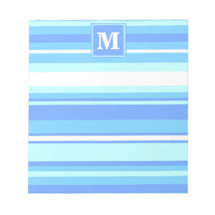 Monogram hemelblauwe strepen notitieblok