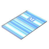 Monogram hemelblauwe strepen notitieboek (Linkerzijde)