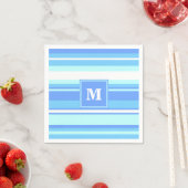 Monogram hemelblauwe strepen servetten (Insitu)