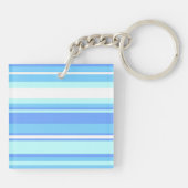 Monogram hemelblauwe strepen sleutelhanger (Achterkant)