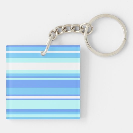 Monogram hemelblauwe strepen sleutelhanger (Achterkant)
