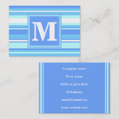 Monogram hemelblauwe strepen visitekaartje (Voorkant / Achterkant)