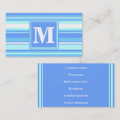 Monogram hemelblauwe strepen visitekaartje (Voorkant / Achterkant)