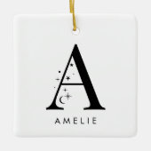 Monogram hemelnaam vierkant keramisch ornament (Voorkant)