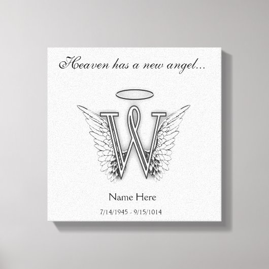 Monogram herdenkingsbrief W Canvas Afdruk (Voorkant)