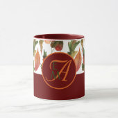 Monogram Herenfallende Bladeren Burgundy Herfstdec Mok (Midden)