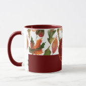 Monogram Herenfallende Bladeren Burgundy Herfstdec Mok (Links)