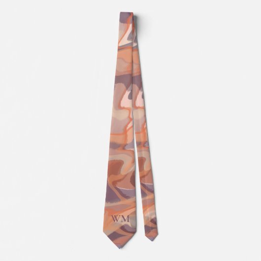 Monogram herfst abstracte weeft terracotta pruim stropdas (Voorkant)