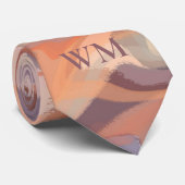 Monogram herfst abstracte weeft terracotta pruim stropdas (Opgerold)