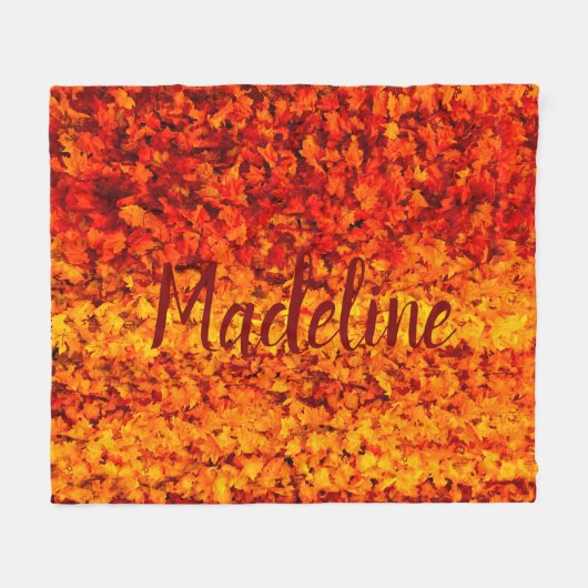 Monogram herfst Alle bladeren Fleece Deken (Voorkant (Horizontaal))