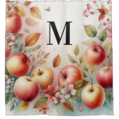 Monogram Herfst appels in pastelkleuren waterverf Douchegordijn (Voorkant)