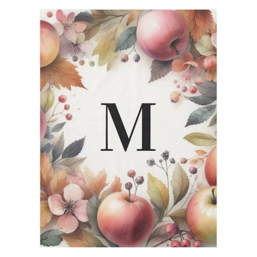 Monogram Herfst appels in pastelkleuren waterverf Tafelkleed (Voorkant)