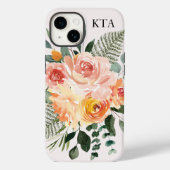 Monogram Herfst Aquarel Landelijke Roze Perzik Blo Case-Mate iPhone Case (Achterkant)