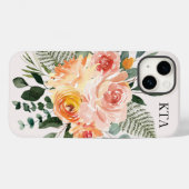 Monogram Herfst Aquarel Landelijke Roze Perzik Blo Case-Mate iPhone Case (Achterkant (horizontaal))