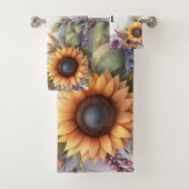Monogram Herfst bloemen en zonnebloemen waterverf Bad Handdoek (Insitu)