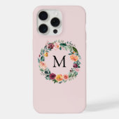 Monogram Herfst Bloemrozen Bloemenkrans iPhone Hoesje (Achterkant)