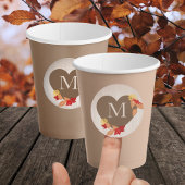 Monogram Herfst Bruiloft of Vrijgezellenfeest Stic Ronde Sticker