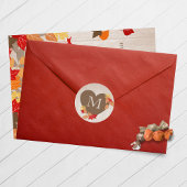 Monogram Herfst Bruiloft of Vrijgezellenfeest Stic Ronde Sticker