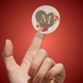 Monogram Herfst Bruiloft of Vrijgezellenfeest Stic Ronde Sticker