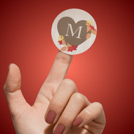 Monogram Herfst Bruiloft of Vrijgezellenfeest Stic Ronde Sticker