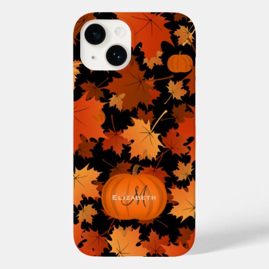 Monogram herfst esdoorbladeren en pompoenen Case-Mate iPhone case (Achterkant)
